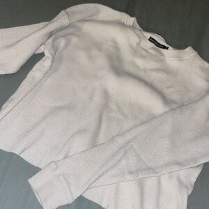 Cream waffle knit long sleeve thermal